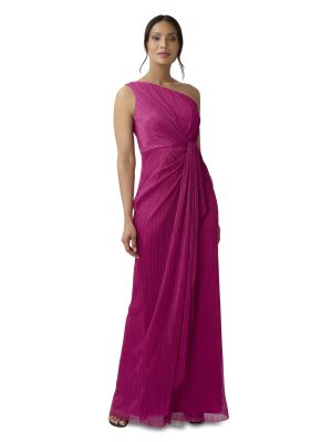 Women's Stardust Purple Pleated Draped Gown